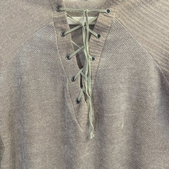 Suzanne Betro Size Small Caramel Colored Lace Up Sweater - Picture 2 of 15